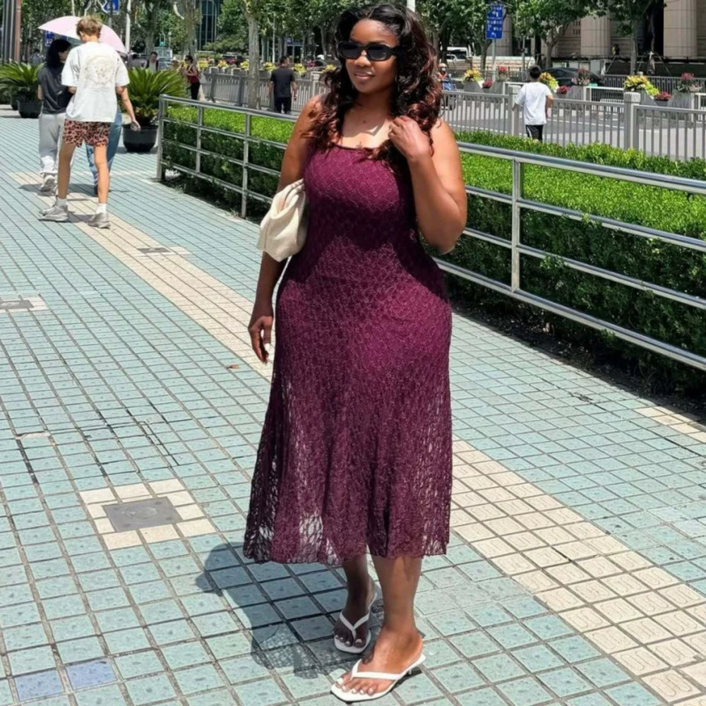 African Sleeveless Lace Waist Cinching Bodycon Long Dress